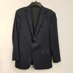 Mens Blue Pockets Long Sleeve Collared Single Breasted Blazer Jacket Sz 48