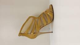 Jimmy Choo Beige Tan Tone Patent Leather Mesh Heels Size 9 Authenticated