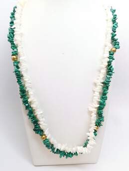 Artisan Brass, Malachite & Mother of Pearl Beaded Necklaces