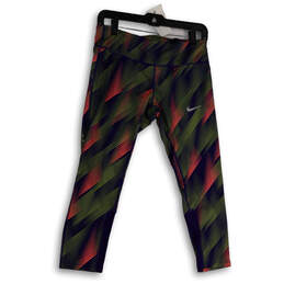 Womens Multicolor Abstract Skinny Leg Pull-On Cropped Leggings Size Medium