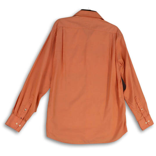 Mens Orange Long Sleeve Spread Collar Button-Up Shirt Size 15.5 34-35 image number 2