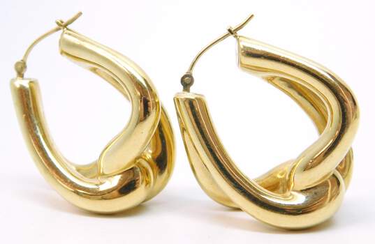 14K Yellow Gold Twisted Hoop Earrings 4.8g image number 4