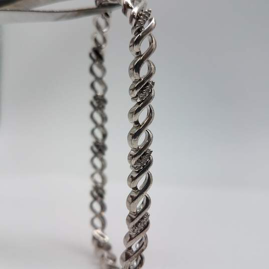 Sterling Silver Diamond Infinity Link 7 Inch Bracelet 12.7g image number 2