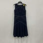 NWT Womens Blue White Sleeveless Back Zip Midi A-Line Dress Size 6 image number 2