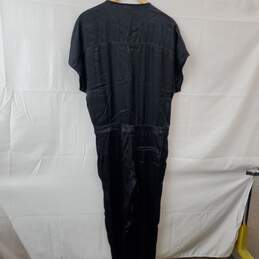 Splendid Short Sleeve Black Satin Jumpsuit LG NWT alternative image