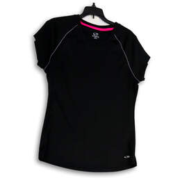 Womens Black Short Sleeve Round Neck Stretch Pullover T-Shirt Size XL