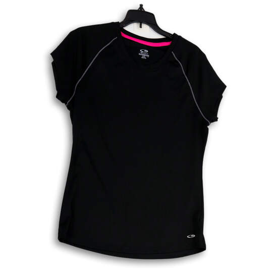 Womens Black Short Sleeve Round Neck Stretch Pullover T-Shirt Size XL image number 1