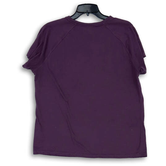 Womens Purple Short Sleeve V-Neck Stretch Casual Pullover T-Shirt Size XL image number 2