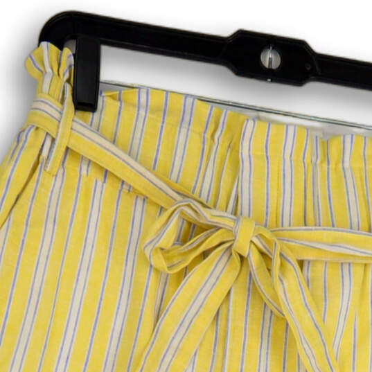 NWT Womens Yellow Blue Striped Slash Pocket Paperbag Shorts Size Medium image number 4