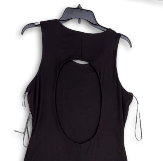 Womens Black Sleeveless Round Neck Back Cut-Out Short Bodycon Dress Size XL image number 4