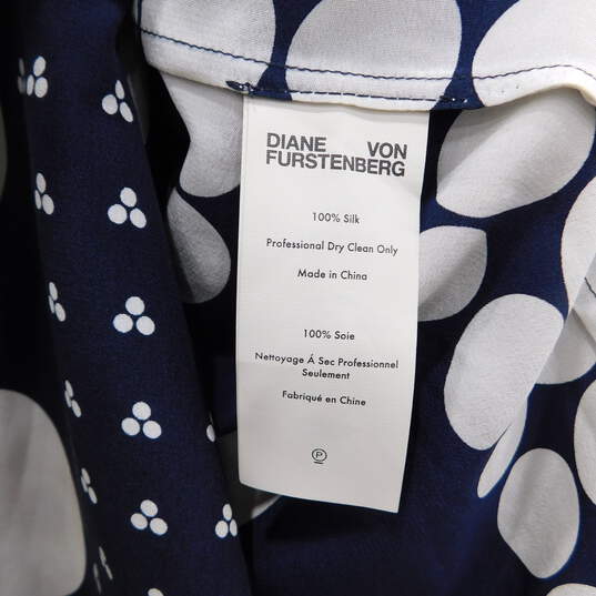 Women's Diane Von Furstenberg Silk Circle Dot Shirt Dress Navy White image number 6