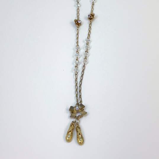 Designer Betsey Johnson Gold-Tone Crystal Stones Bead Pendant Necklace image number 2