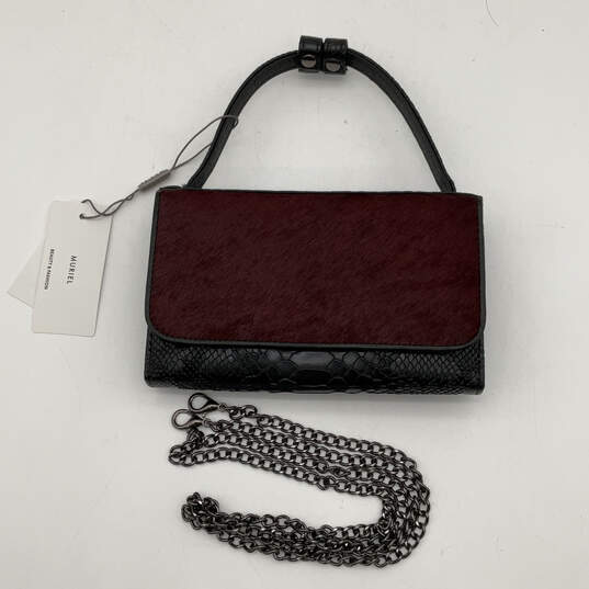 NWT Womens Brown Black Leather Animal Print Detachable Strap Crossbody Bag image number 1