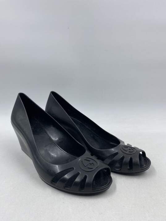 Authentic Gucci GG Black Rubber Wedge Sandal W 8 image number 3