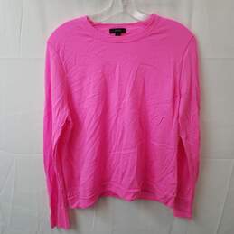 J. Crew Hot Pink Long Sleeve Merino Wool Pullover Sweatshirt Women's Size XL