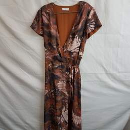 Babaton abstract print wrap maxi dress M