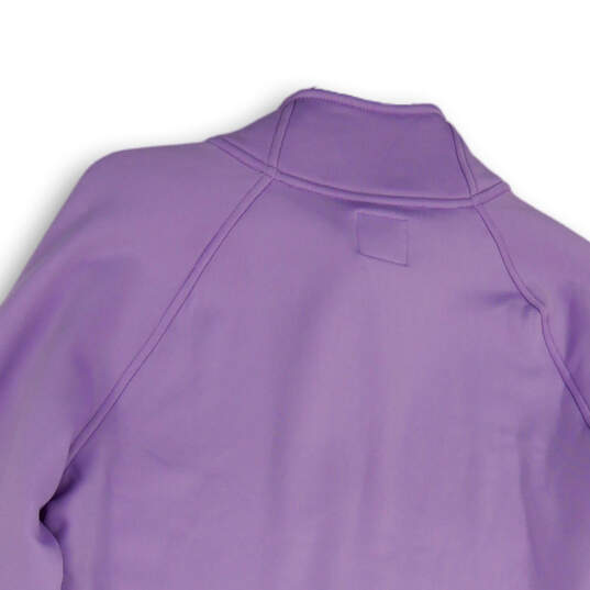 Womens Purple Long Sleeve Mock Neck Drawstring Pullover Sweatshirt Size L image number 4