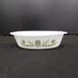 White Glass Bake Dish w/ Green Floral Design image number 1
