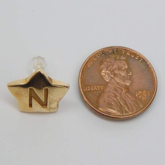 14K Yellow Gold Initial N Star Shape Pin 2.4g image number 4