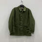 Mens Green Long Sleeve Collared Flap Pockets Classic Button Front Coat image number 1