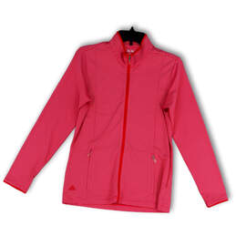 Womens Pink Striped Mock Neck Long Sleeve Full-Zip Athletic Jacket Size M