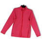 Womens Pink Striped Mock Neck Long Sleeve Full-Zip Athletic Jacket Size M image number 1