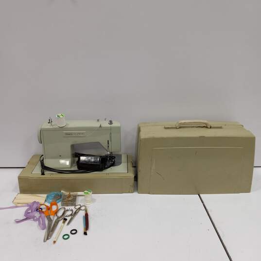 Vintage Sears Kenmore Sewing Machine Model 158-14001 with Case and Extras image number 1