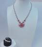 Vintage Bogoff Pink & Clear Icy Rhinestone Pendant Necklace & Horseshoe Brooch 42.7g image number 1