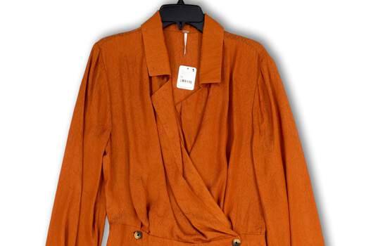 NWT Womens Orange Simone Notch Lapel Long Sleeve Cinnabar Mini Dress Size M image number 3
