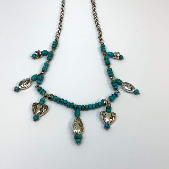 Designer Brighton Silver-Tone Turquoise Beads Charm Statement Necklace image number 2