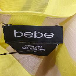 Bebe Women Yellow Stripe Blouse M NWT