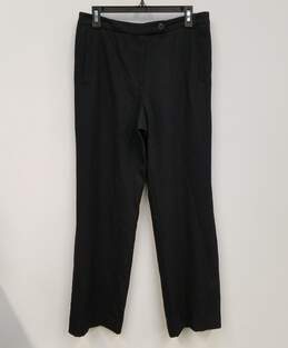 Womens Black Pockets Flat Front Straight Leg Formal Dress Pants Size 12