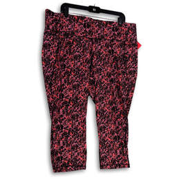 NWT Womens Pink Black Abstract Print Elastic Waist Capri Leggings Sz 22X24 alternative image