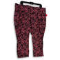 NWT Womens Pink Black Abstract Print Elastic Waist Capri Leggings Sz 22X24 image number 2