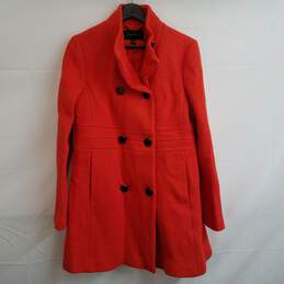 Ann Taylor double breasted wool blend coat bright orange S
