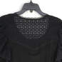 NWT Womens Black Super Soft Lace Ruffle Sleeve Pullover Blouse Top Size 3 image number 4