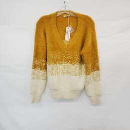 Mystree Gold & Ivory Textured Sweater WM Size M NWT