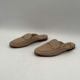 Womens Tan Leather Horsebit Almond Toe Slip-On Mule Shoes Size 10 alternative image