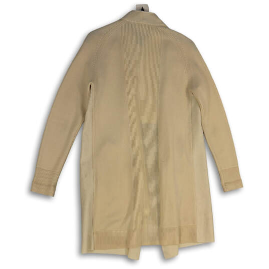 Womens Beige Long Sleeve Zipper Pocket Open Front Cardigan Sweater Size M image number 2