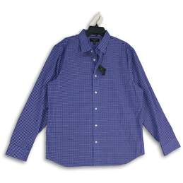NWT Banana Republic Mens Blue Checked Collared Long Sleeve Button-Up Shirt Sz XL