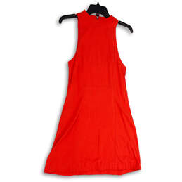 NWT Womens Orange Sleeveless Cut Out Back Short A-Line Dress Size Medium