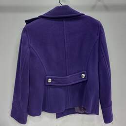 Women's Michael Kors Purple Wool Pea Coat Sz XL alternative image