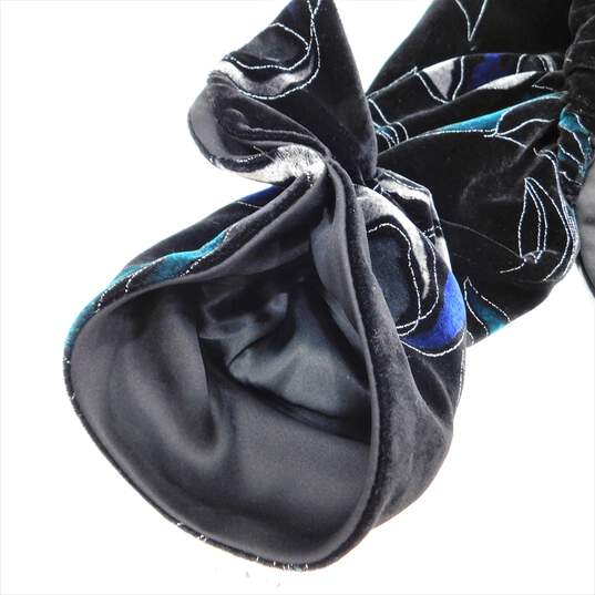 GIORGIO ARMANI Black Velvet with Blue & Teal Floral Print Peplum Blazer Jacket Size 48 EU with COA image number 11