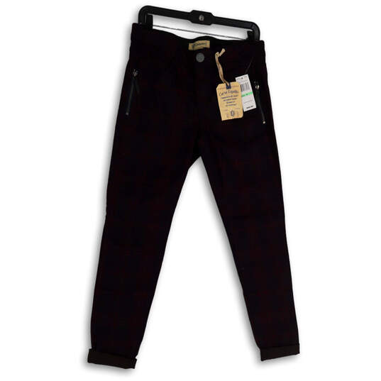 NWT Womens Purple Blue Plaid Regular Fit Pockets Denim Skinny Jeans Size 8 image number 1