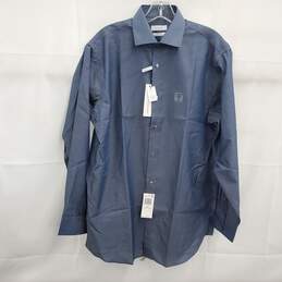 Calvin Klein Indigo Blue Regular Fit Button Up Dress Shirt Men's Size 15-1/2 32-33 NWT