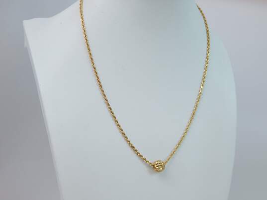 14K Yellow Gold Cut Out Ball Pendant On Rope Chain Necklace 9.6g image number 2