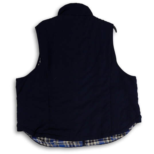 NWT Womens Blue Sleeveless Mock Neck Pockets Full-Zip Vest Size 1X image number 2