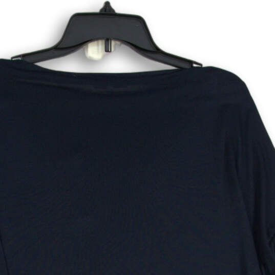 NWT Womens Navy Blue Long Sleeve Round Neck Pullover T-Shirt Size Medium image number 4