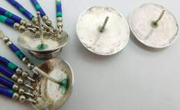 Artisan 925 Southwestern Azurite Cabochon Tassels Drop & Stamped Dome Earrings alternative image