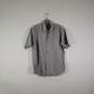 Mens Cotton Striped Collared Short Sleeve Chest Pocket Button-Up Shirt Size L image number 1